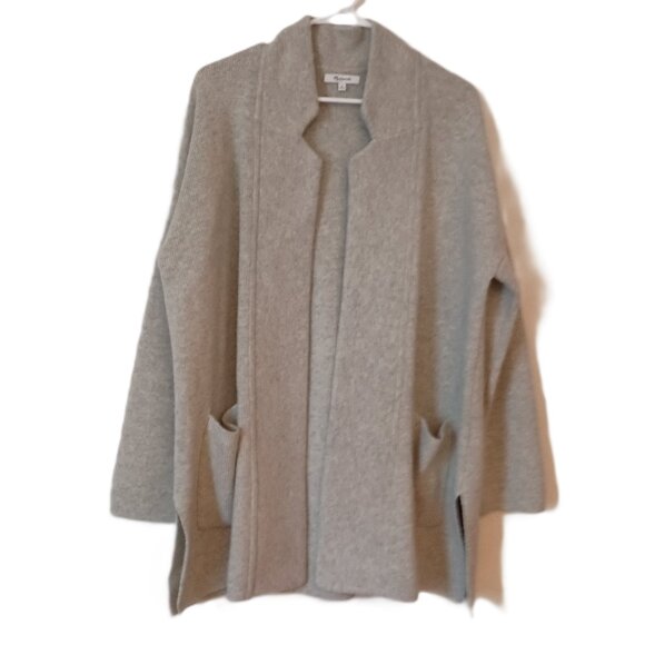 Madewell Gray Heather Merino Wool Blend Open Front Oversized  Sweater Coat M - Picture 1 of 15